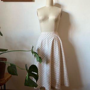 Vintage Flared Cotton Check Skirt